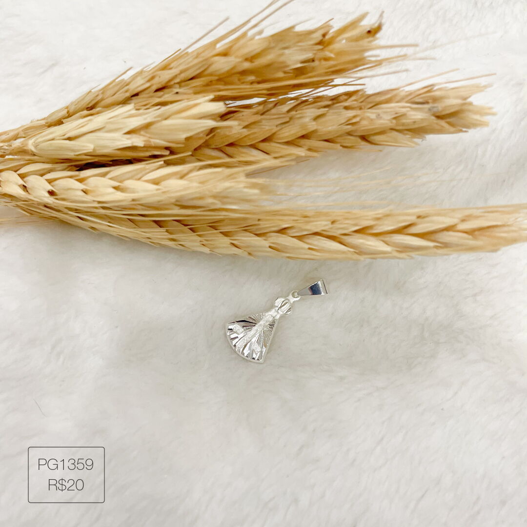 Pingente Formato de N. Senhora Pendurado P Liso Prateado